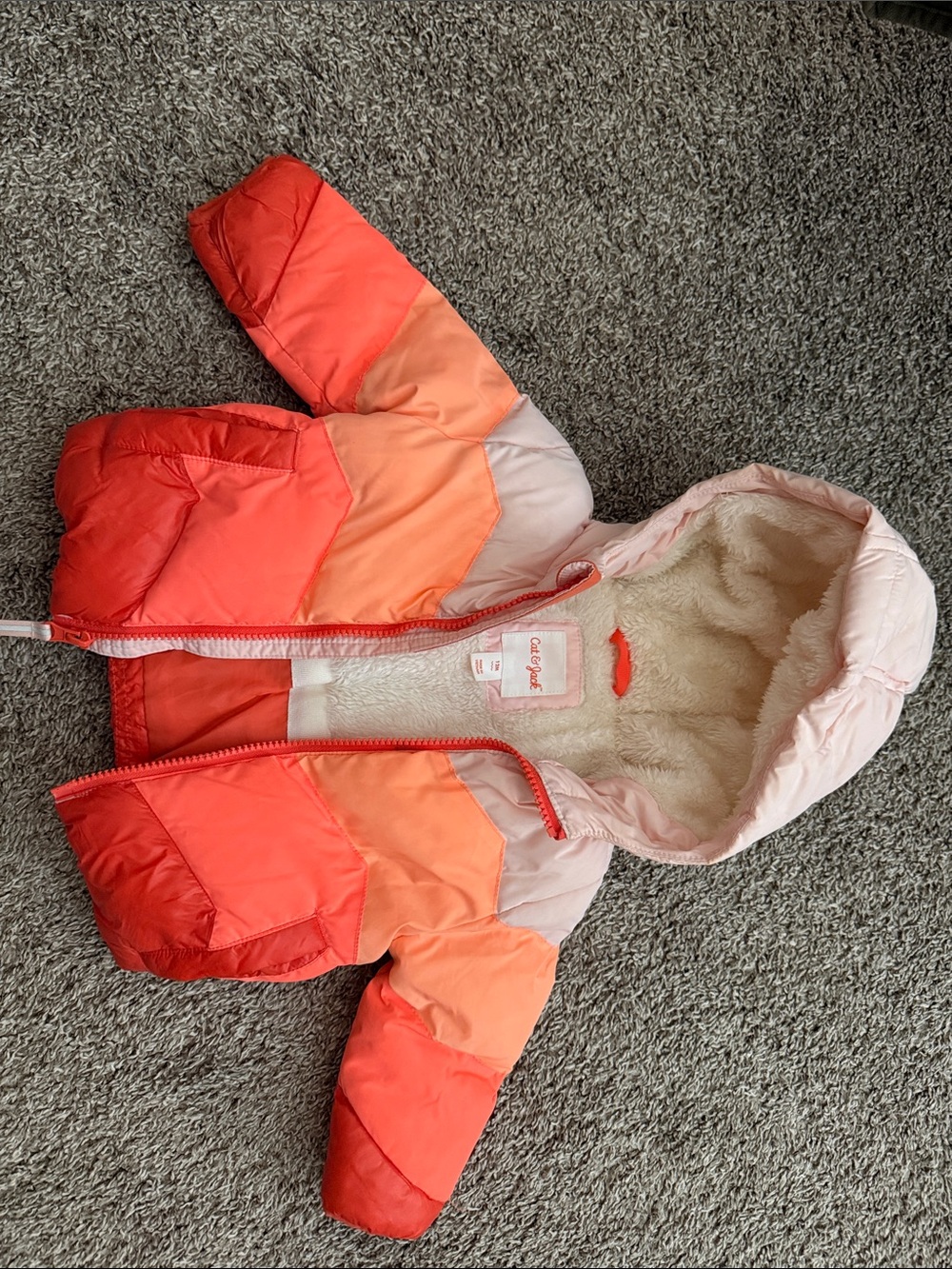 Cat & Jack Pink and Coral Sherpa-Lined Jacket